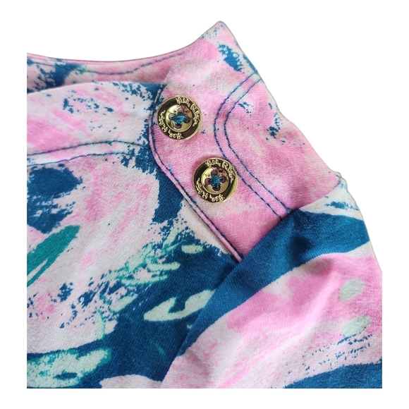 Lilly Pulitzer Girls Knit Dress Size L (8–10) Pink Blue Floral 3/4 Sleeve - Picture 4 of 7